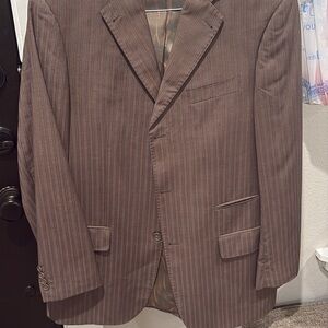 Classic Brown Striped Men's Blazer